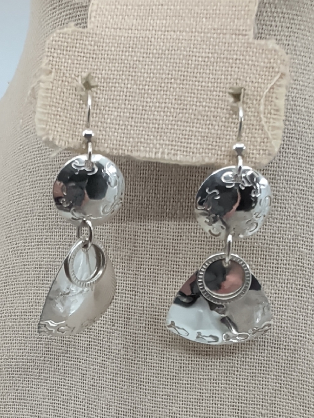 Sterling Silver 925 Fish Drop Earrings Florida Keys Artisan BJH Vintage 1990s - Picture 1 of 17